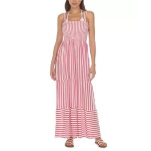 Raviya Pink Striped Maxi Dress Swim Coverup